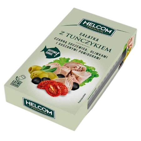 Sałatka z tuńczykiem, czarną soczewicą, oliwkami i suszonymi pomidorami Helcom Premium 140g