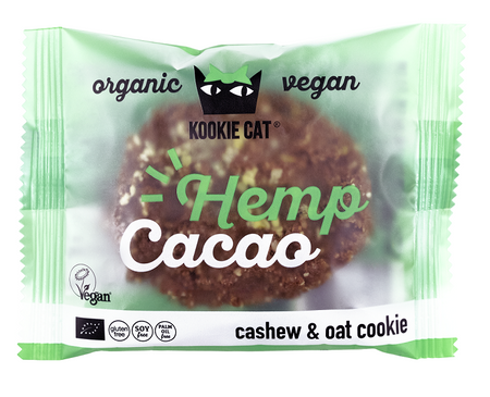 Ciastko wegańskie z nasionami konopii i kakao, bezglutenowe BIO 50 g - Kookie cat