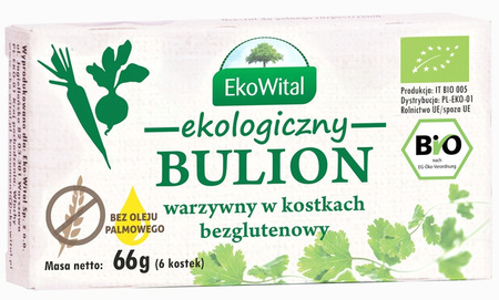 Bulion warzywny w kostkach bez drożdży, bez oleju palmowego, bezglutenowy bio 60 g