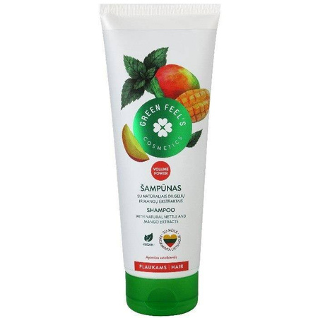 Zwiększający objętość szampon szampon z ekstraktem z mango i pokrzywy 250ml, GREEN FEEL'S